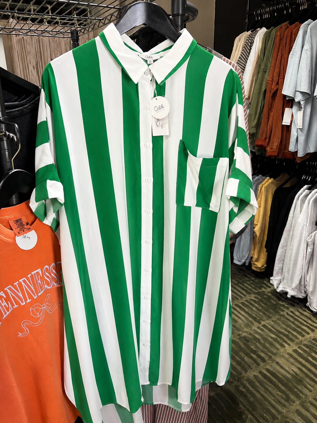 Green and White Stripe Dress Lucky Charm Dress