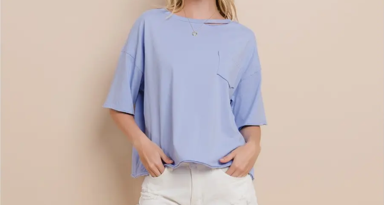 The Easy Days Distressed Pocket Tee (light blue) 1xl - 3xl