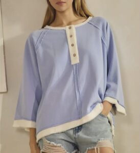 The Sunday Blue Henley Top S - L blue Henley