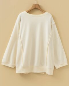 Plus Size Raw Seam Detail Floral Bow Oversized Pullover 1xl - 3xl screenshot