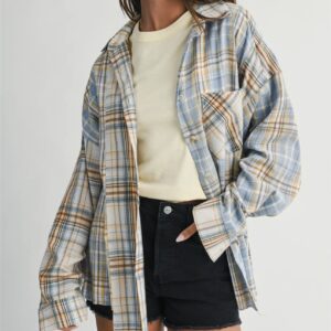 plaid button long sleeve shirt