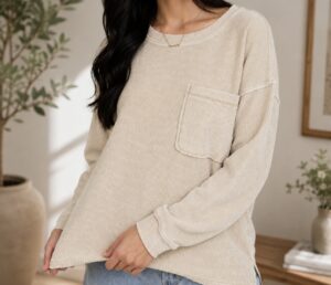 Cloudy Everyday Oversized Ribbed Top S - L Cream Pullover
