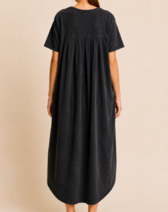 Washed Charcoal Oversized T-Shirt Dress 1xl - 3xl back of dress