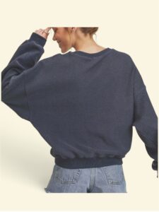 blue and tan color block pullover 1